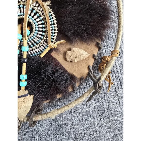 Native American Style Dream Catcher Leather Fur Decor Tribal Wall Art - Picture 5 of 8